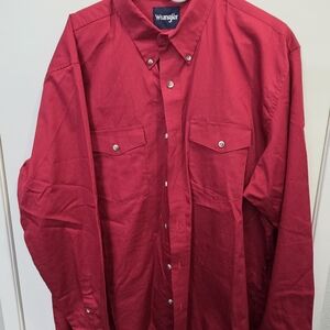 Wrangler Men's Button-Down Red Western Shirt